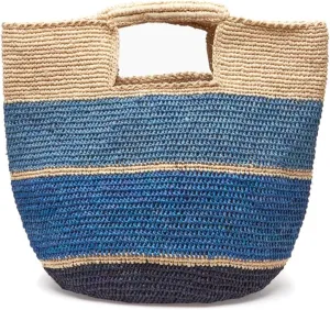 Camden Ombre Stripes Raffia Carryall Tote Straw Beach Bag