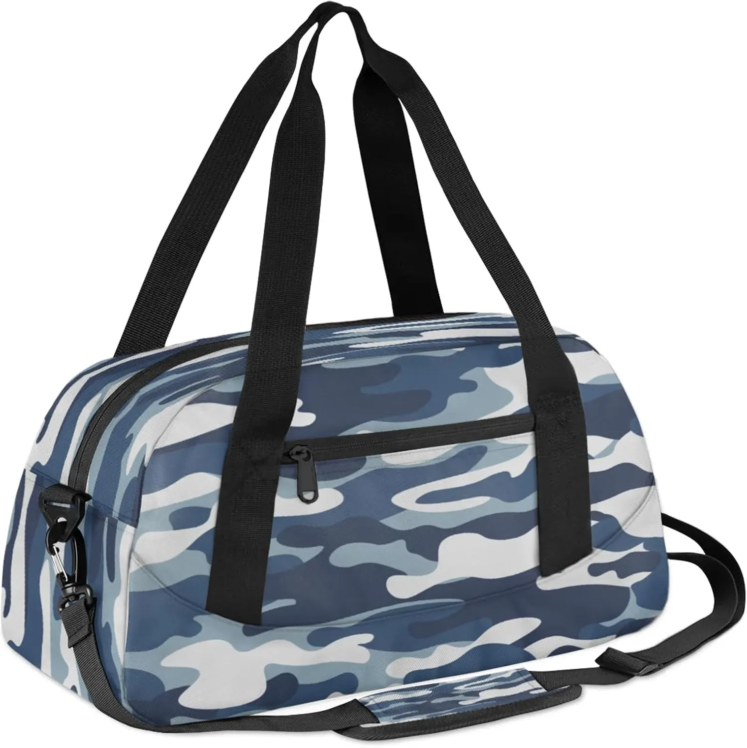 Camouflage Pattern Kids Duffel Bag Lightweight Waterproof Sports Gym Bag with Front Zipper Pocket Foldable Weekender Overnight Bag for School Practice Gymnastic Ballet