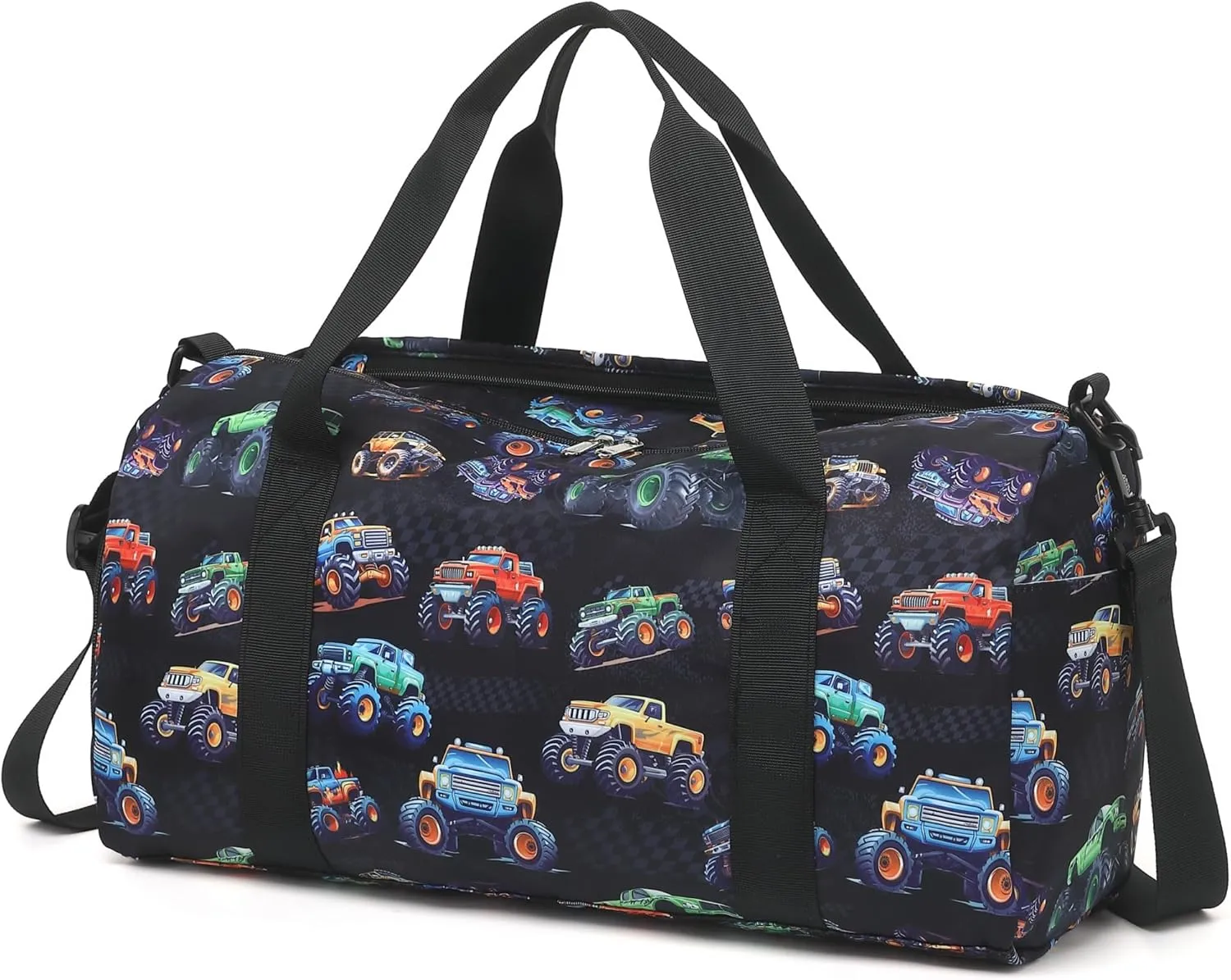 CAMTOP Kids Duffel Overnight Bag Boys Girls Toddler Weekender Carry-On Personalized Tote for Travel Gym Sport (D-Car)