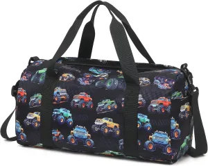 CAMTOP Kids Duffel Overnight Bag Boys Girls Toddler Weekender Carry-On Personalized Tote for Travel Gym Sport (D-Car)
