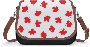 Canada Maple Leaf Crossbody Bag Anti-Theft Side Shoulder Bags Adjustable Leather Messenger Bag Unisex