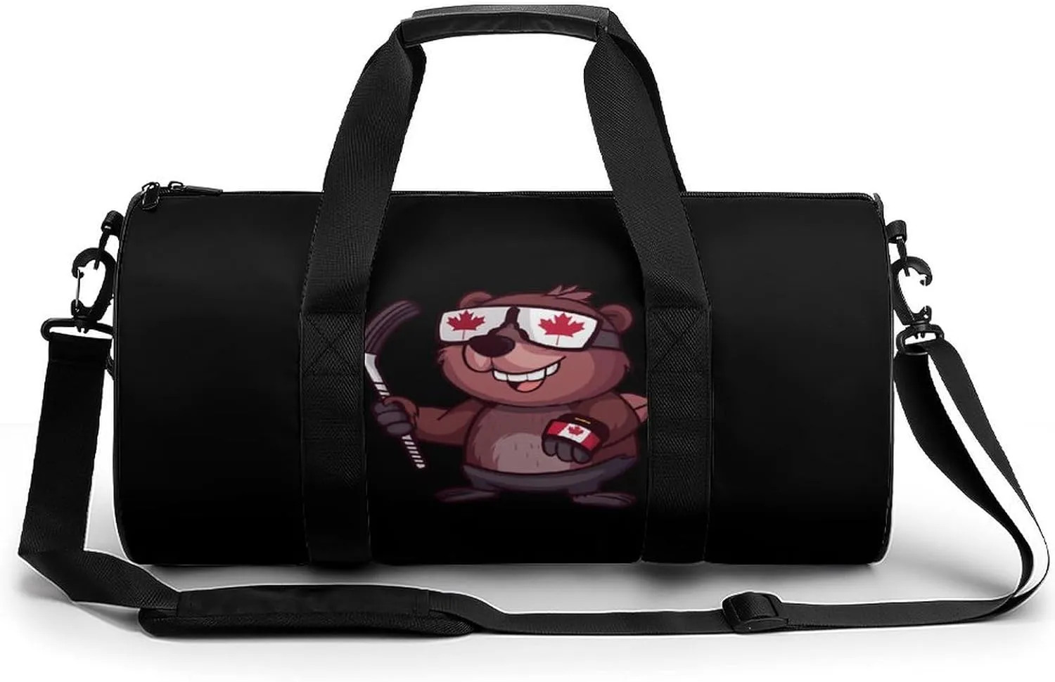 Canadian Beaver Hockey Gym Bag Lightweight Duffel Bag Workout Bag Overnight Backpack Travel Bags for Men Women, 17.7in/9in/9in, Style