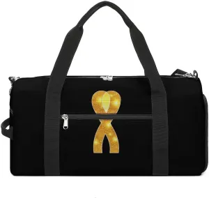 Cancer Awareness Ribbon Duffle Bag Waterproof Gym Tote Bags Travel Overnight Bags with Shoes Compartment