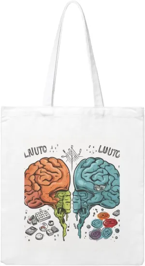 Canvas Aesthetic Tote Bag for Women Handbag Left and Right Brain Functions Reusable Grocery Bags with Handles