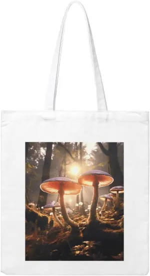 Canvas Aesthetic Tote Bag for Women Handbag Mushroom Forest Reusable Grocery Bags with Handles