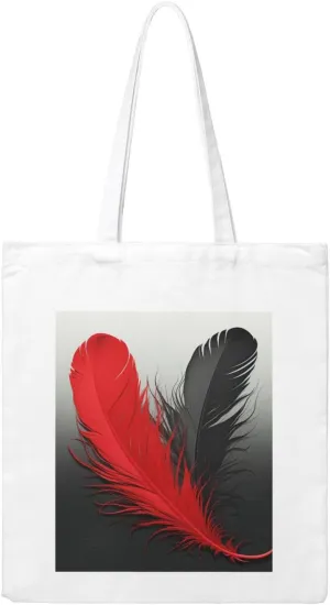Canvas Aesthetic Tote Bag for Women Handbag Red and Black Feather Reusable Grocery Bags with Handles