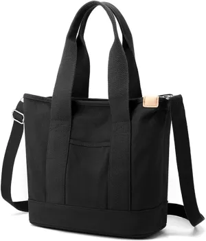 Canvas Crossbody Bag for Women Large Capacity Tote Handbag Multi-Pockets Shoulder Bag Casual Top Handle Bag