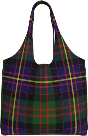 Canvas Shoulder Tote Bags For Women And Men, Reusable Grocery Bags, Large Capacity Carmichael Modern Tartan Printed