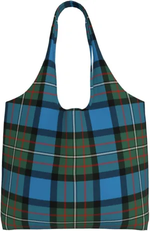 Canvas Shoulder Tote Bags For Women And Men, Reusable Grocery Bags, Large Capacity Fletcher Modern Tartan Printed