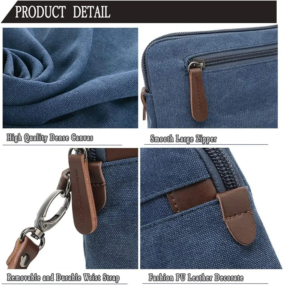 Canvas Smartphone Wristlets Bag Clutch Bag Wallet Purse Zipper Pouch Handbag