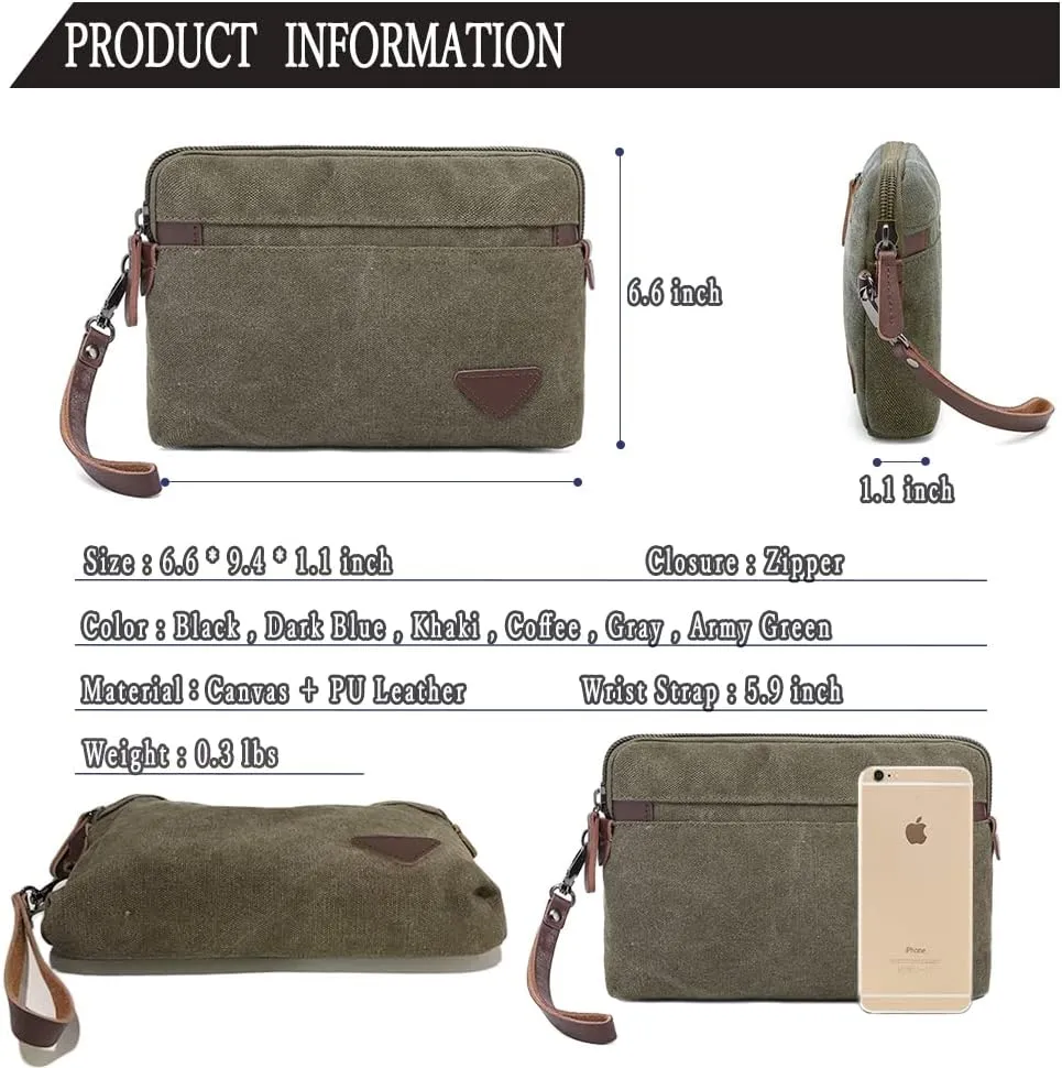 Canvas Smartphone Wristlets Bag Clutch Bag Wallet Purse Zipper Pouch Handbag