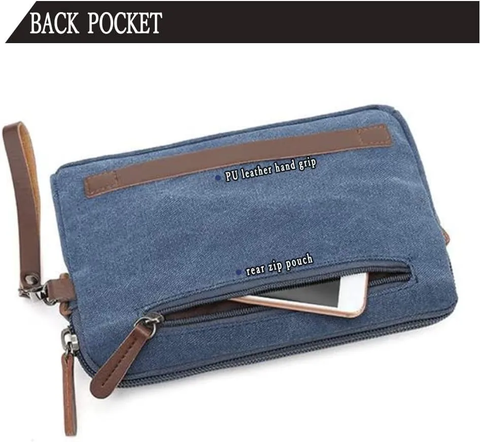 Canvas Smartphone Wristlets Bag Clutch Bag Wallet Purse Zipper Pouch Handbag