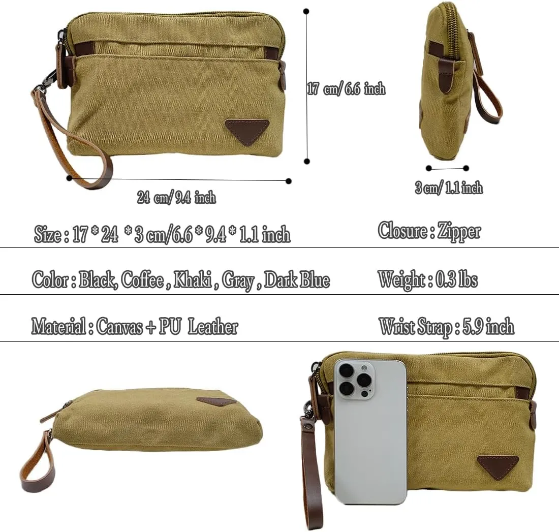 Canvas Smartphone Wristlets Bag Clutch Bag Wallet Purse Zipper Pouch Handbag