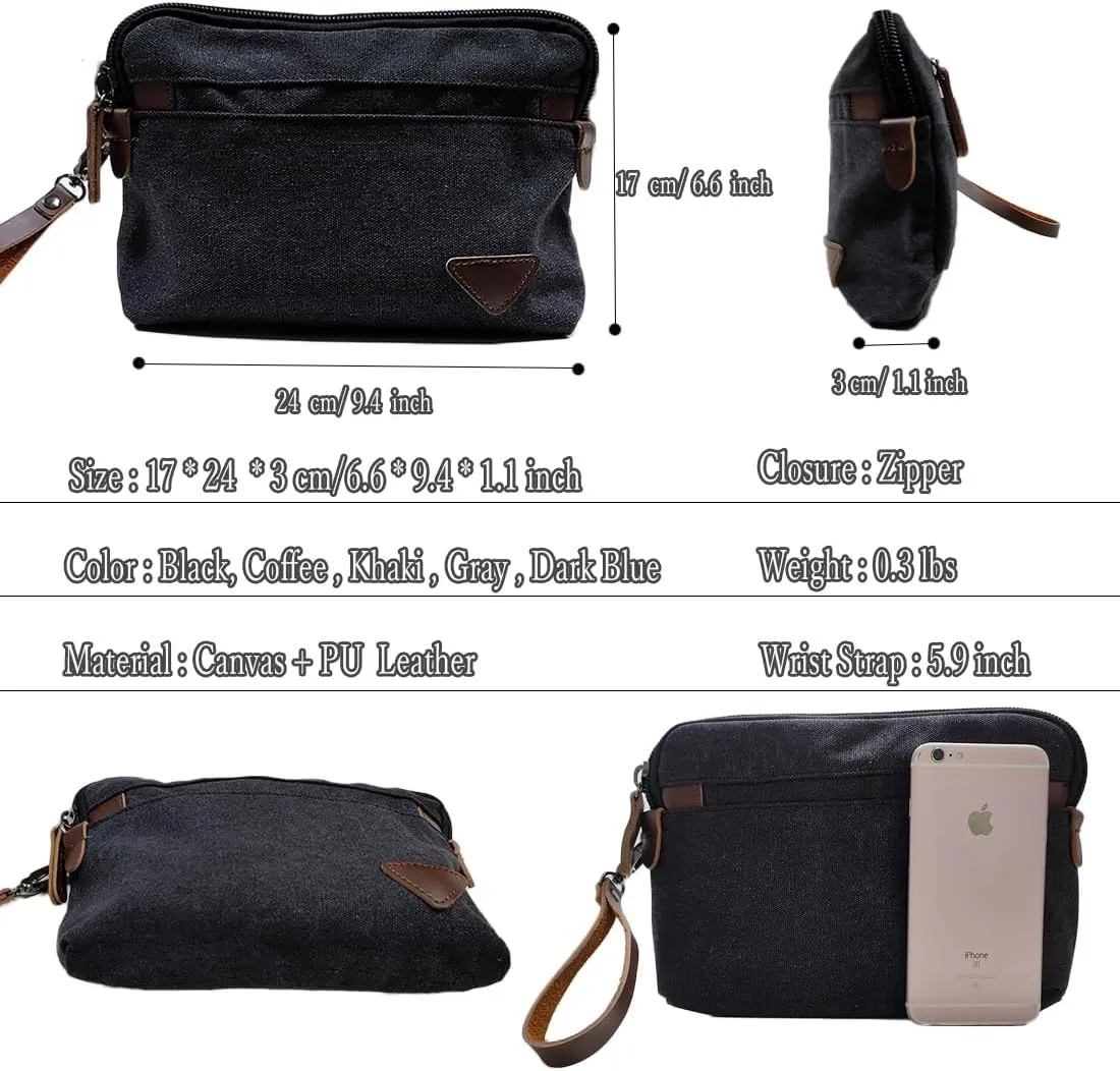 Canvas Smartphone Wristlets Bag Clutch Bag Wallet Purse Zipper Pouch Handbag