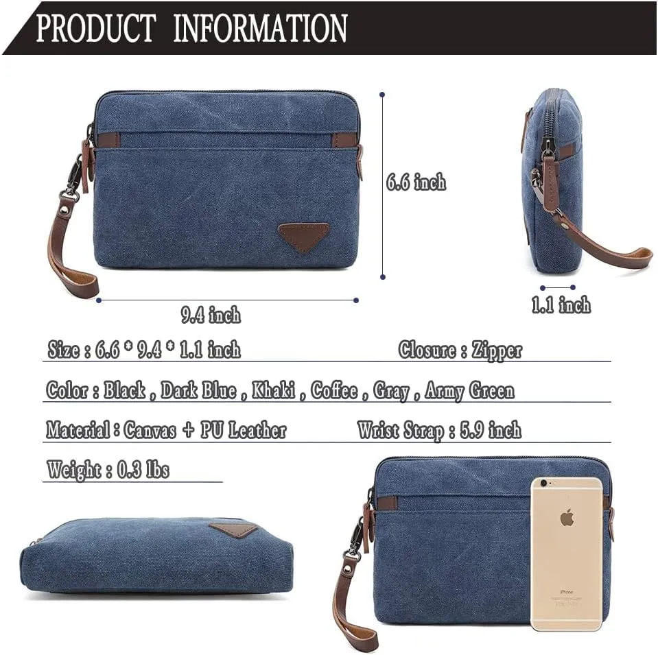 Canvas Smartphone Wristlets Bag Clutch Bag Wallet Purse Zipper Pouch Handbag