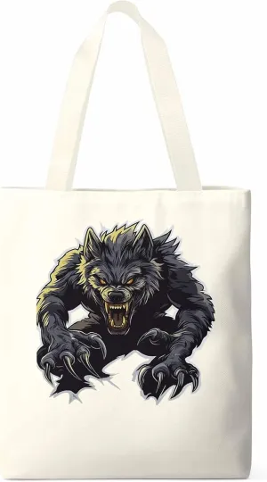 Canvas Tote Bag, Fierce Monsters Wolves Aesthetic Canvas Tote Handbags for Women Shoulder Bag