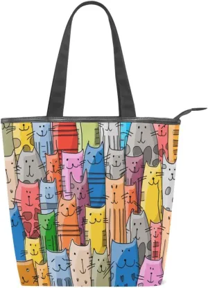 Canvas Tote Bag for Women with Zipper,Lady Tote Bag Canvas Tote Purse Canvas Handbag for Work Travel