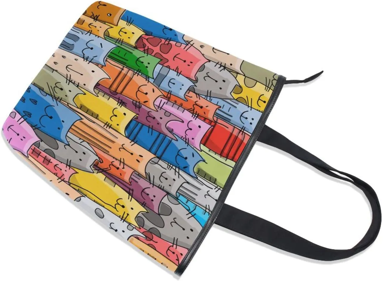 Canvas Tote Bag for Women with Zipper,Lady Tote Bag Canvas Tote Purse Canvas Handbag for Work Travel