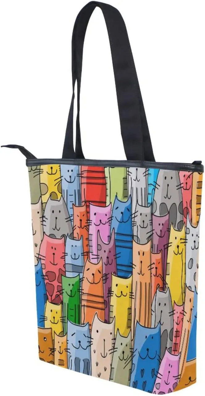 Canvas Tote Bag for Women with Zipper,Lady Tote Bag Canvas Tote Purse Canvas Handbag for Work Travel