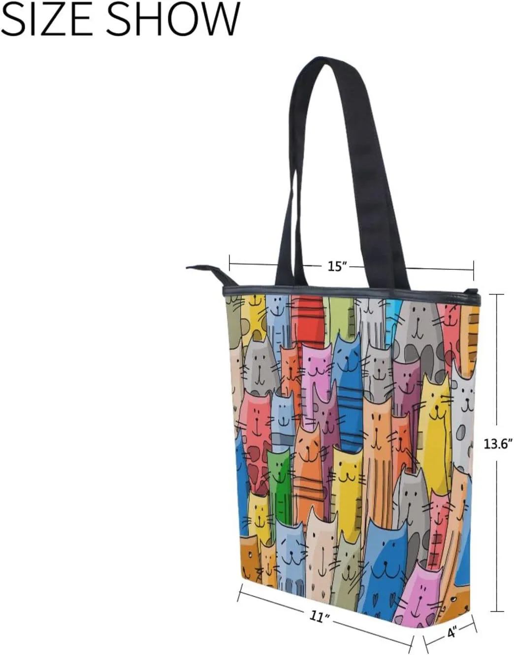 Canvas Tote Bag for Women with Zipper,Lady Tote Bag Canvas Tote Purse Canvas Handbag for Work Travel