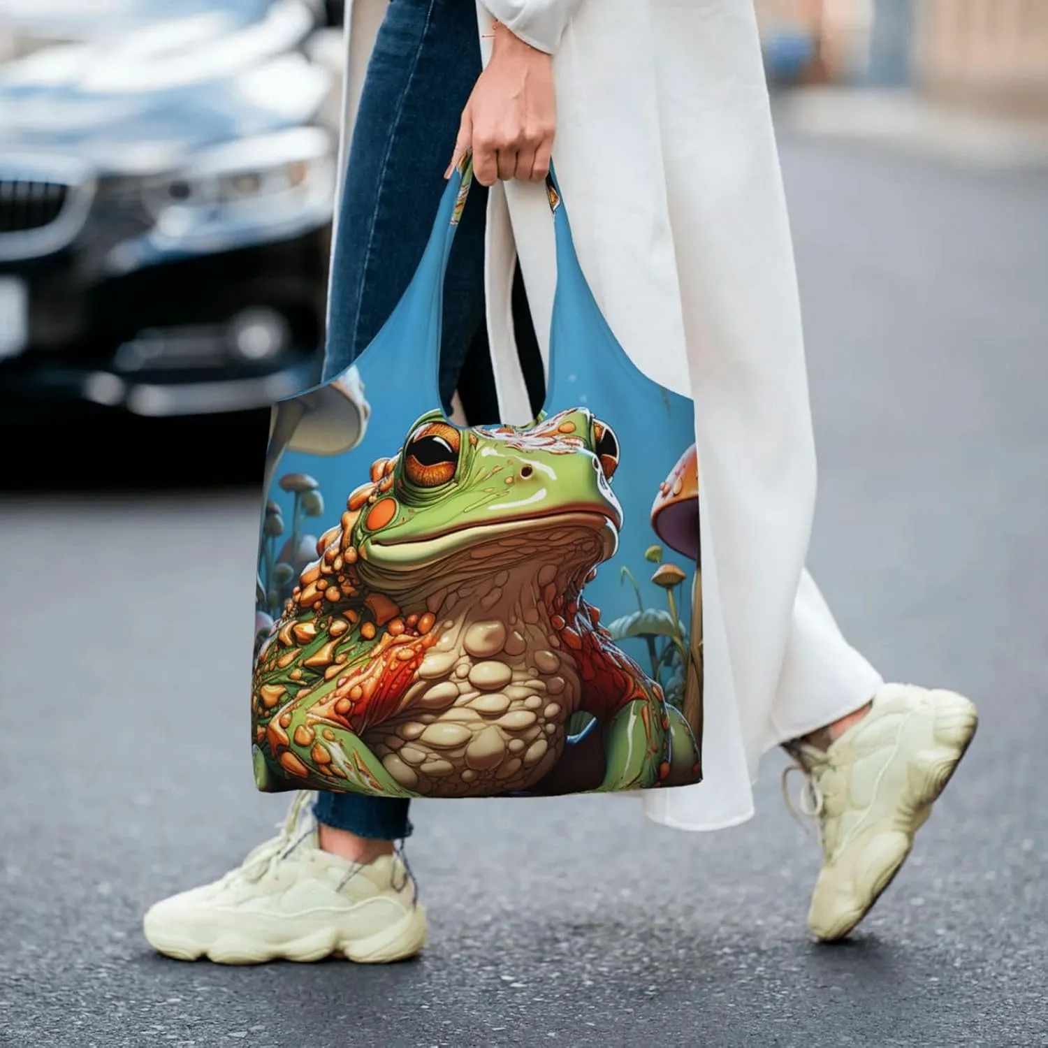 Canvas Tote Bag Lightweight Reusable Grocery Shopping Bag 3D Snake Handbag for Women Men