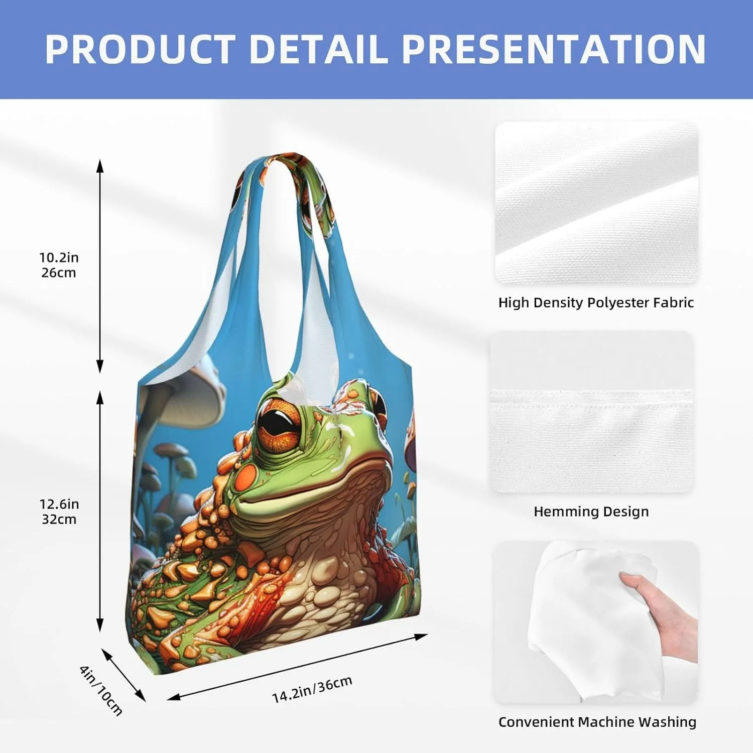 Canvas Tote Bag Lightweight Reusable Grocery Shopping Bag 3D Snake Handbag for Women Men