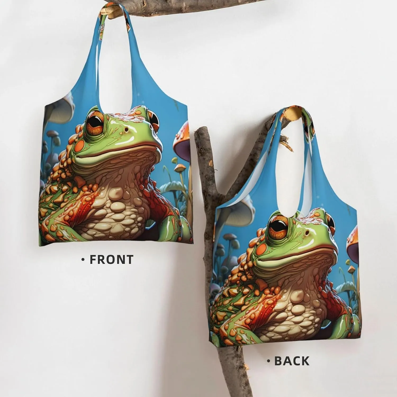 Canvas Tote Bag Lightweight Reusable Grocery Shopping Bag 3D Snake Handbag for Women Men
