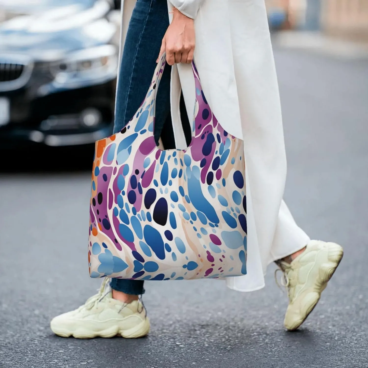 Canvas Tote Bag Lightweight Reusable Grocery Shopping Bag Red Shark Image Handbag for Women Men