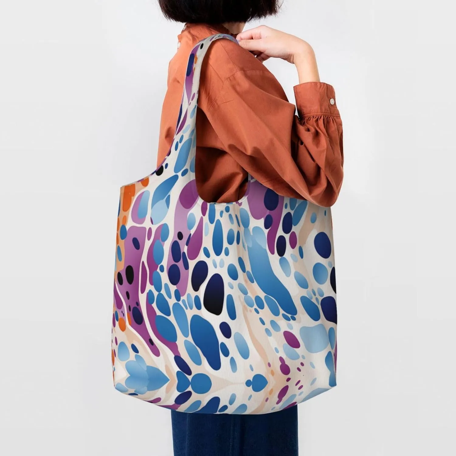 Canvas Tote Bag Lightweight Reusable Grocery Shopping Bag Red Shark Image Handbag for Women Men