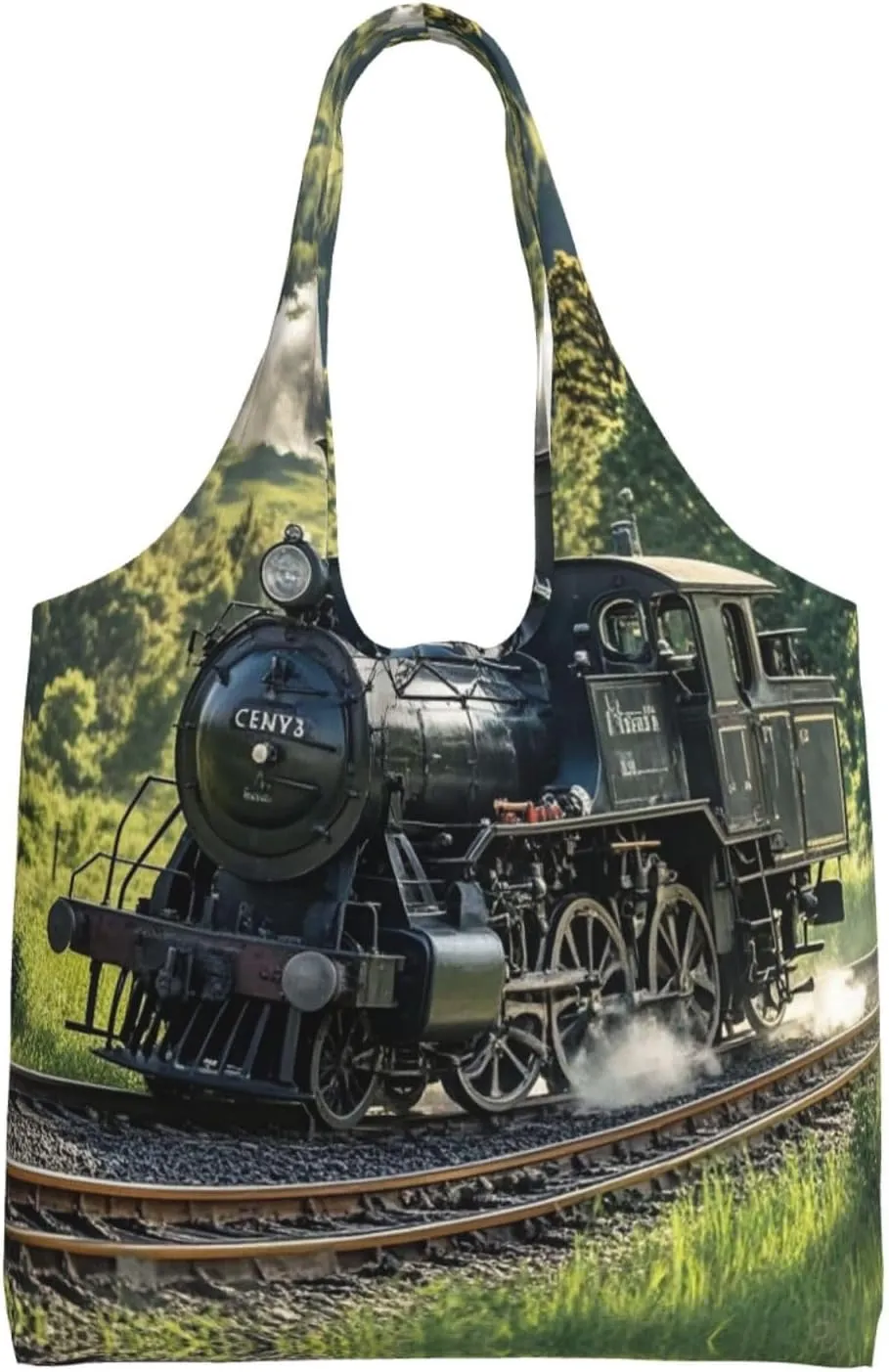 Canvas Tote Bag Lightweight Reusable Grocery Shopping Bag Teal Grey and White Floral Handbag for Women Men