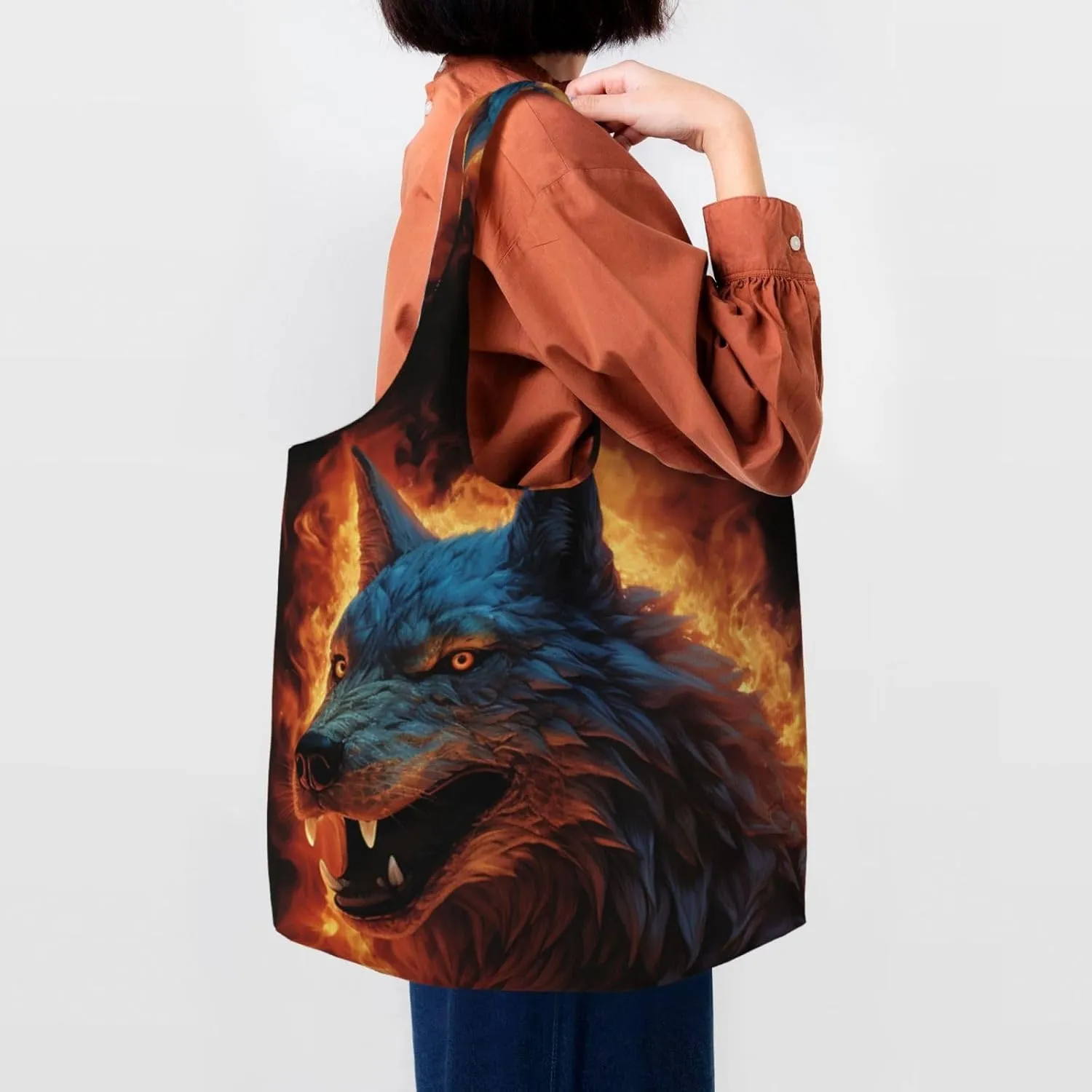 Canvas Tote Bag Lightweight Reusable Grocery Shopping Bag Yellow Flowers Handbag for Women Men