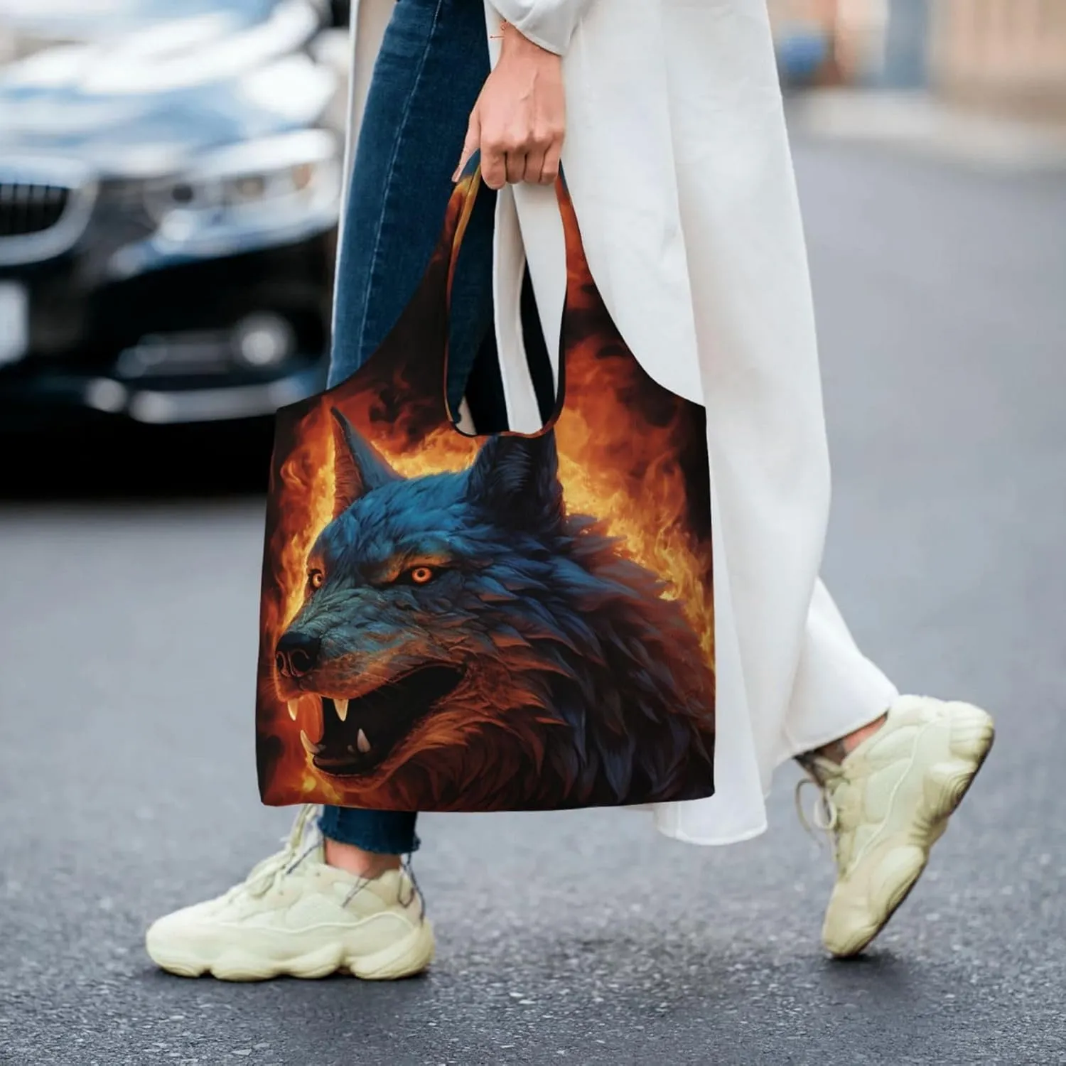 Canvas Tote Bag Lightweight Reusable Grocery Shopping Bag Yellow Flowers Handbag for Women Men