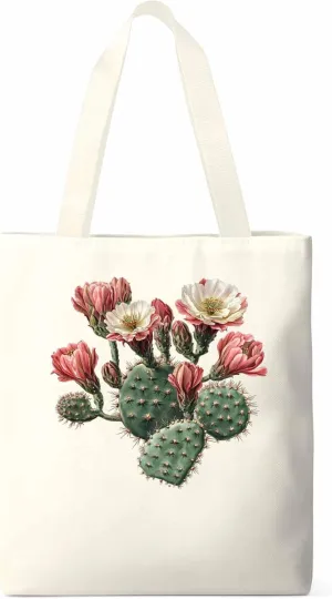 Canvas Tote Bag, Watercolor Cacti Floral Print patterned Canvas Tote Handbags for Women Shoulder Bag,