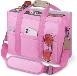 Canvas Tote Bag with Multi Pockets Crossbody Tote Bag for Women Bible Handbag Everything Tote Bags with Compartments