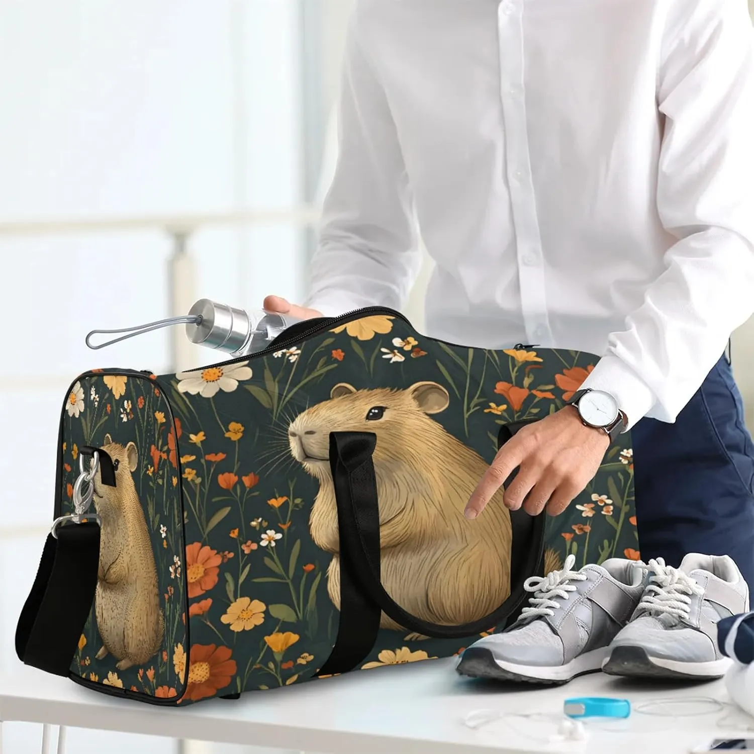 Capybara Duffle Bag for Travel, Overnight Weekend Gym Carry On Luggage Bag, Capybara Travel Duffel Bag for Men Women