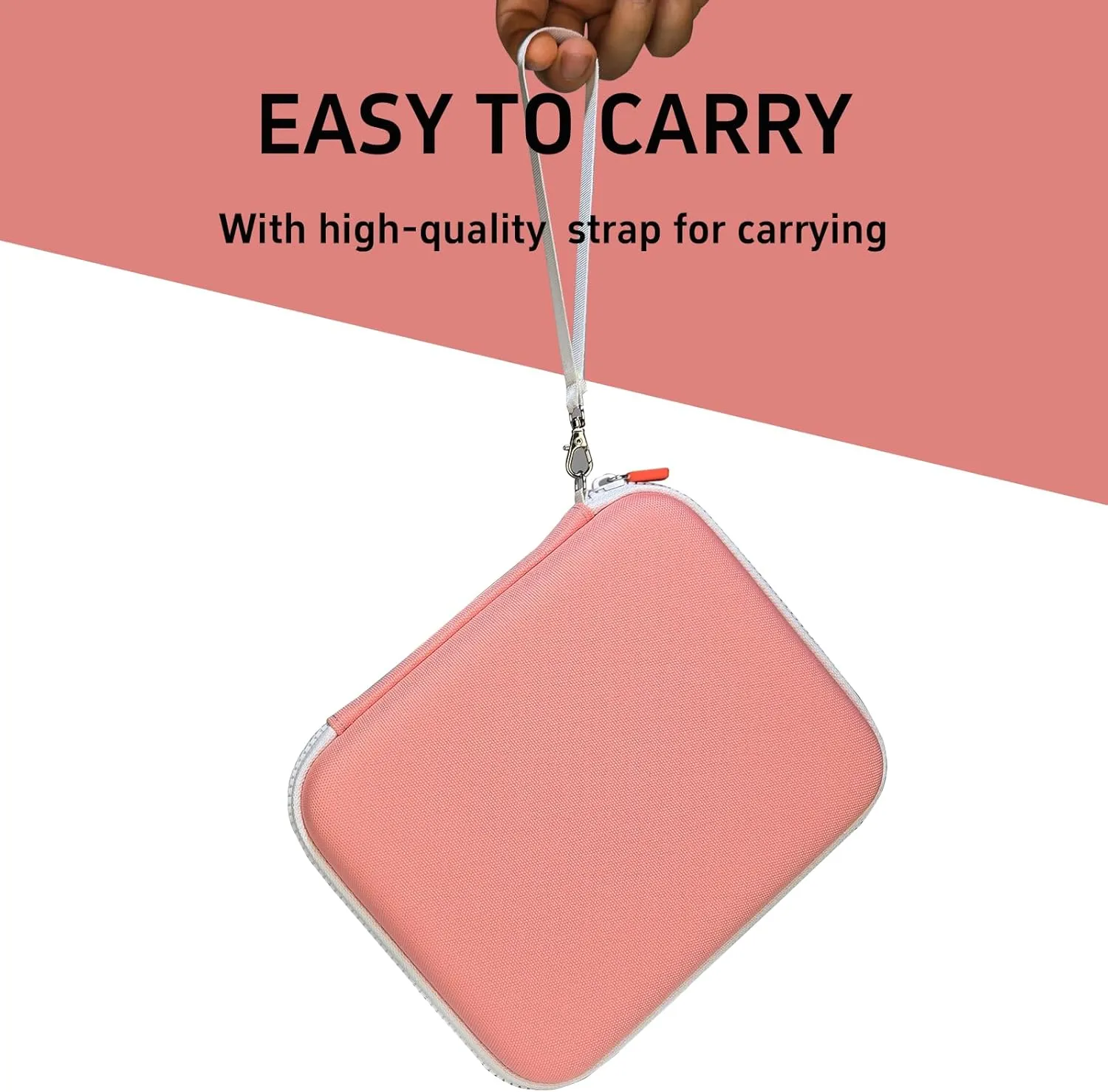 Card Holder for YOTO Player Cards - 120 Pockets Portable Binder with Zipper, Carry Strap & Sleeves for Yoto Player/Mini Audiobook Cards, Travel-Friendly Hard Storage Organizer(Pink)