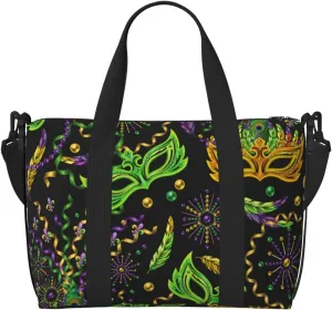Carnival Mardi Gras3 Travel Bag Weekender Bags for Women Men Carry on Overnight Bag Tote Bag Yoga Gym Bag With Adjustable Straps for Gym, Work, Personal Items