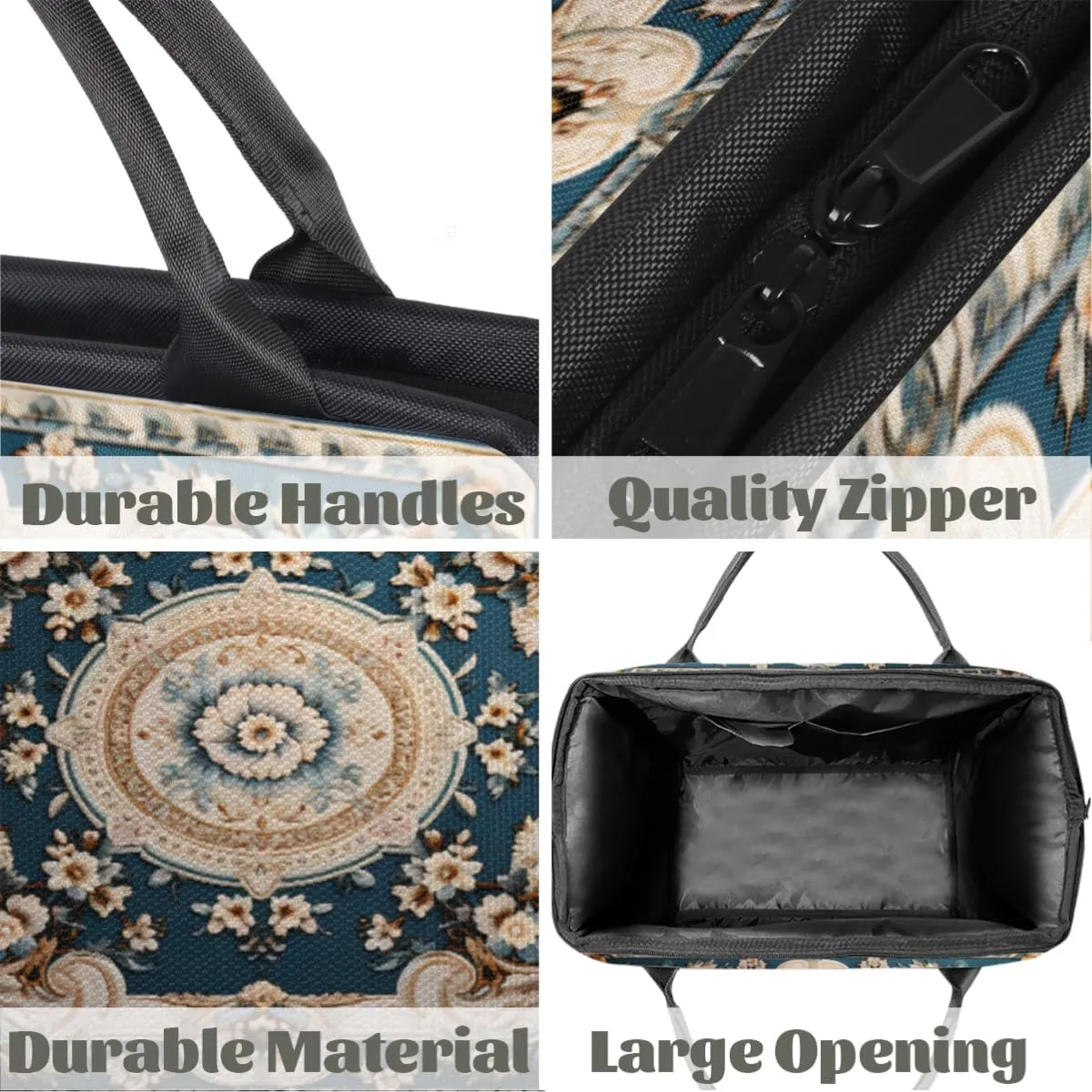 Carpet Flowers Patterns Gym Bag for Women Men, Travel Sports Duffel Bag with Trolley Sleeve, Waterproof Sports Gym Bag Weekender Overnight Bag Carry On Tote Bag for Travel Gym Sport