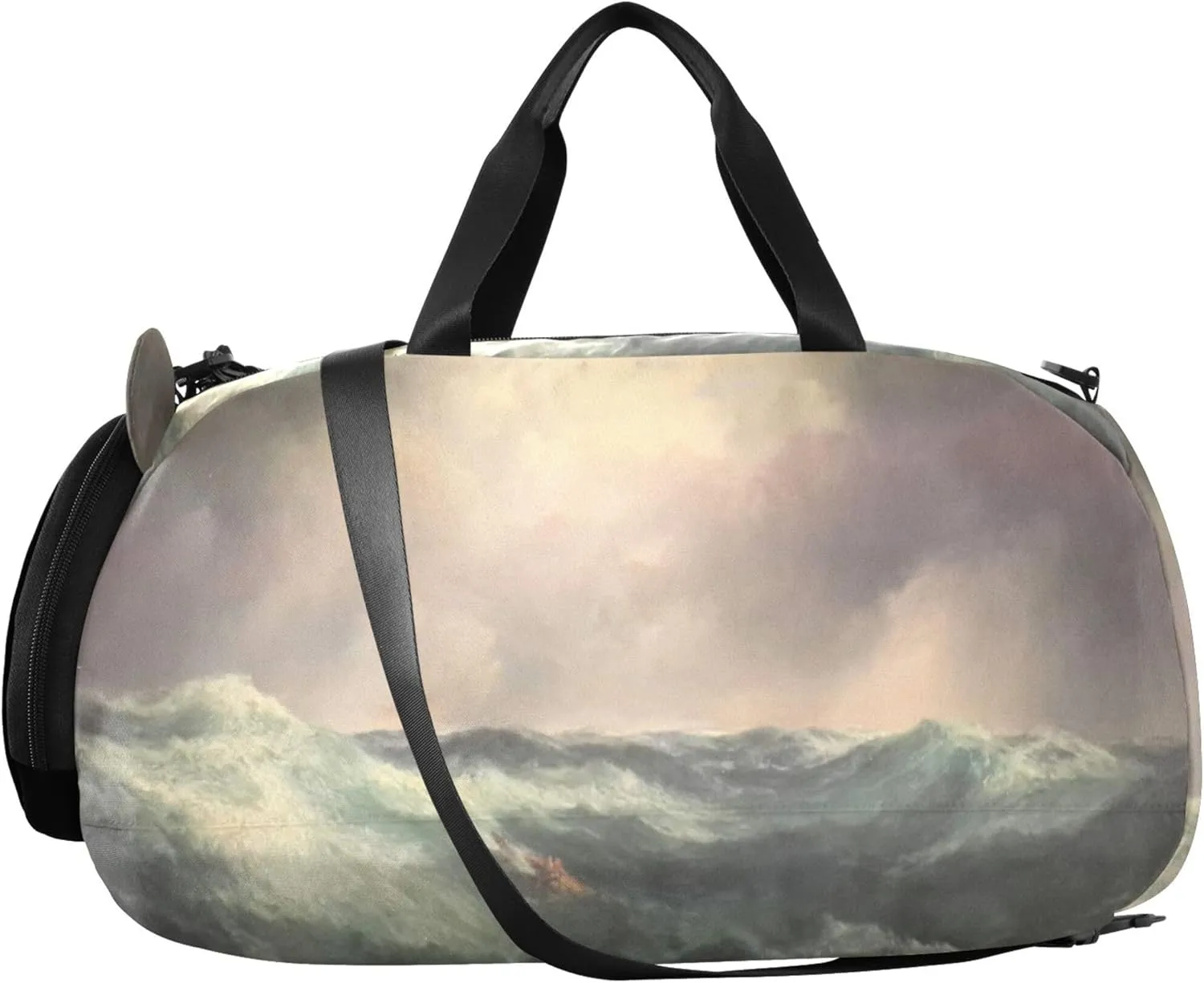 Carry on Duffel Bag Boy Toddler Weekender Bags Angry Sea Thomas Moran Print Travel Duffle Bags Girls Tote Shoe Compartment