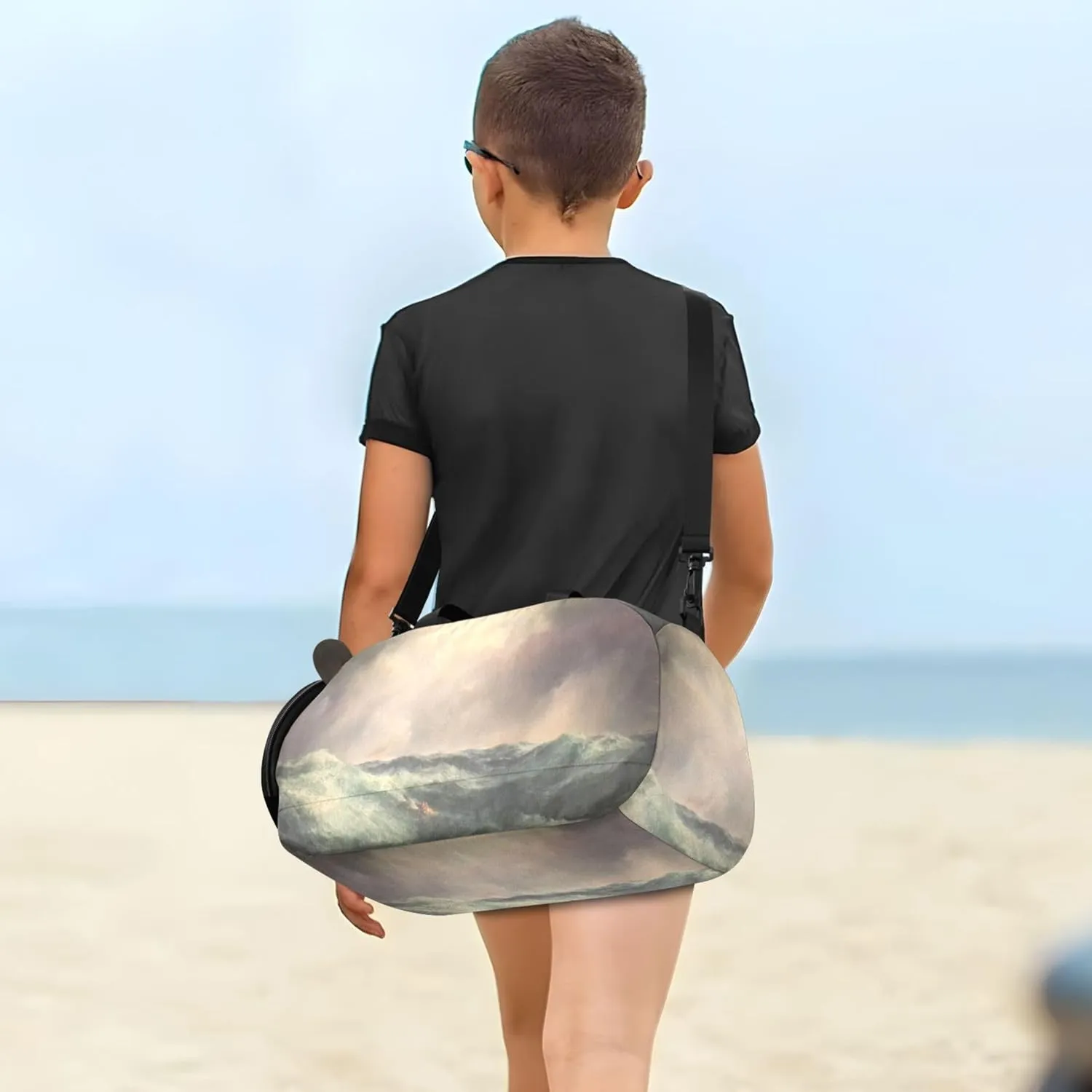 Carry on Duffel Bag Boy Toddler Weekender Bags Angry Sea Thomas Moran Print Travel Duffle Bags Girls Tote Shoe Compartment