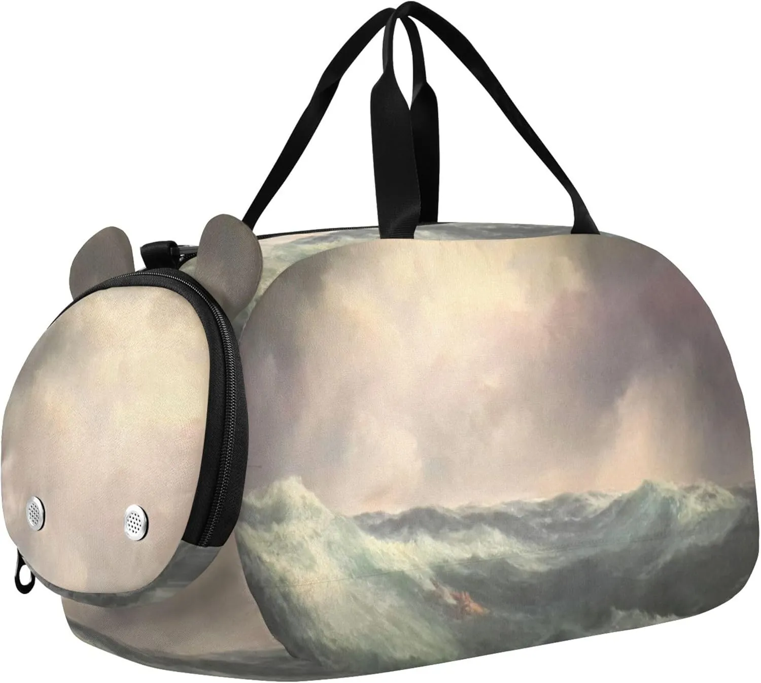 Carry on Duffel Bag Boy Toddler Weekender Bags Angry Sea Thomas Moran Print Travel Duffle Bags Girls Tote Shoe Compartment