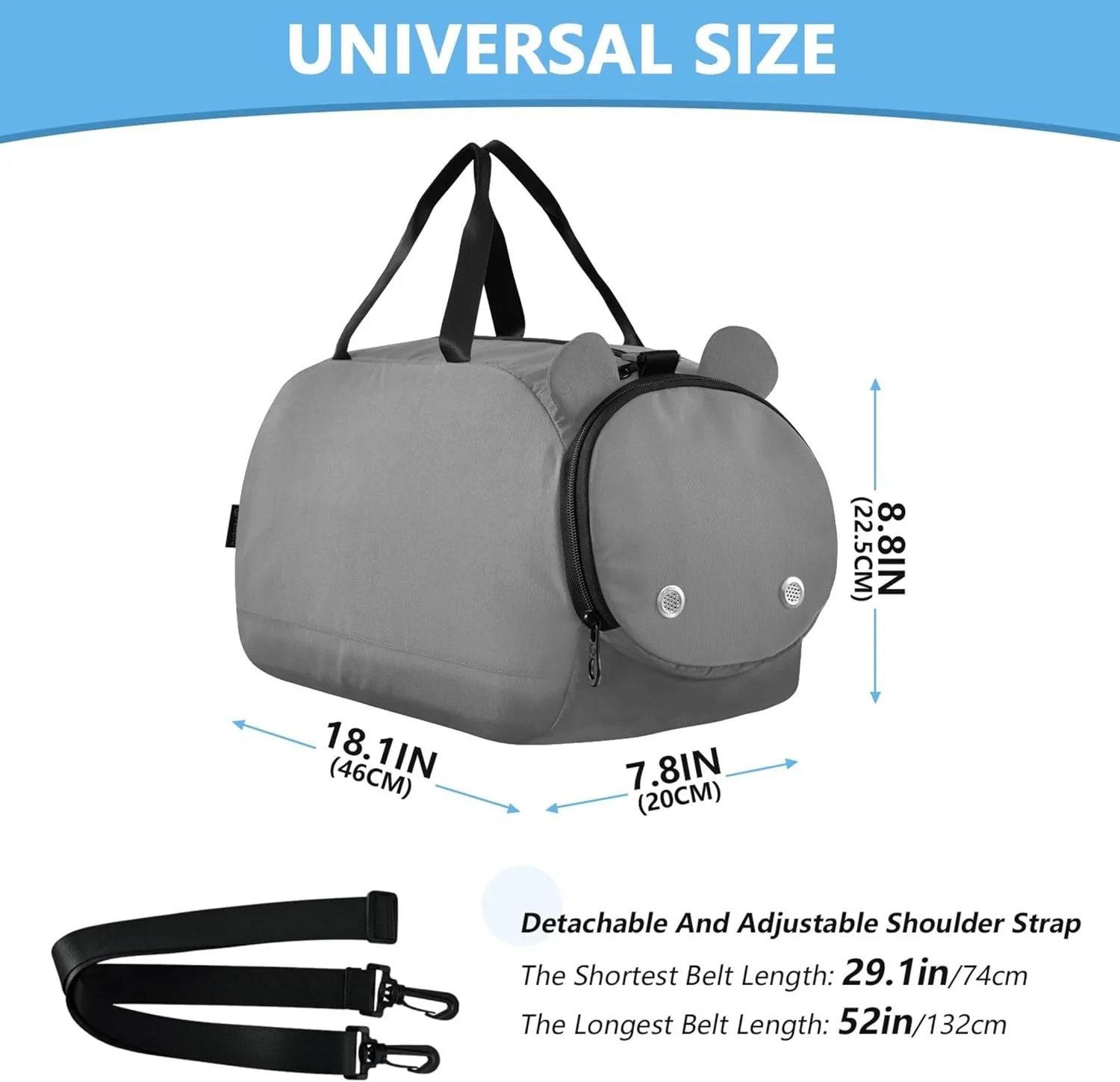 Carry on Duffel Bag Boy Weekender Overnight Dark Gray Girls Tote Duffle Bags Travel with Shoe Compartment