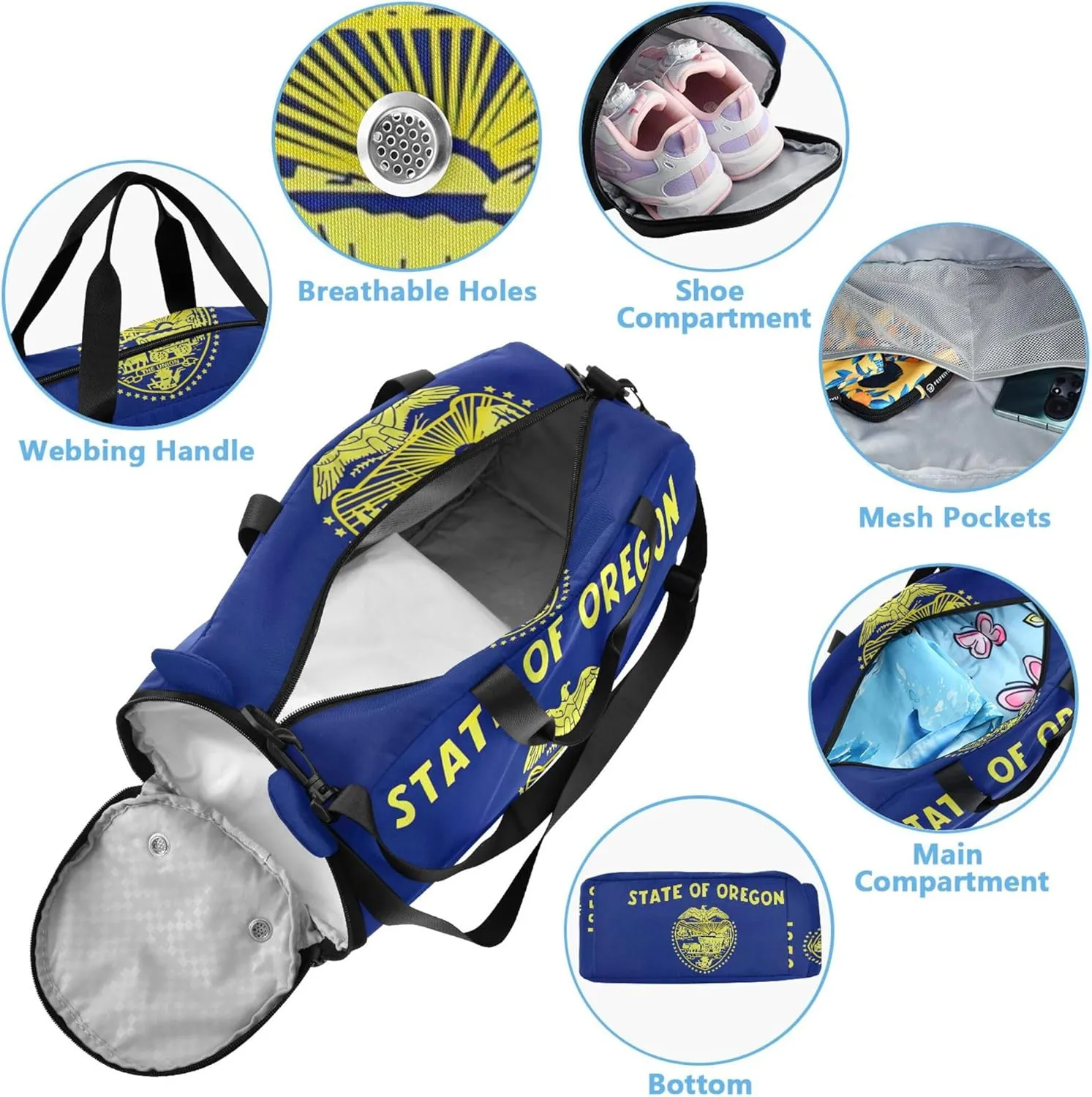 Carry on Duffel Bag Boys Overnight Bags Toddler Girls Duffle Bags Travel Tote Kids Dance Duffle Oregon State Flag