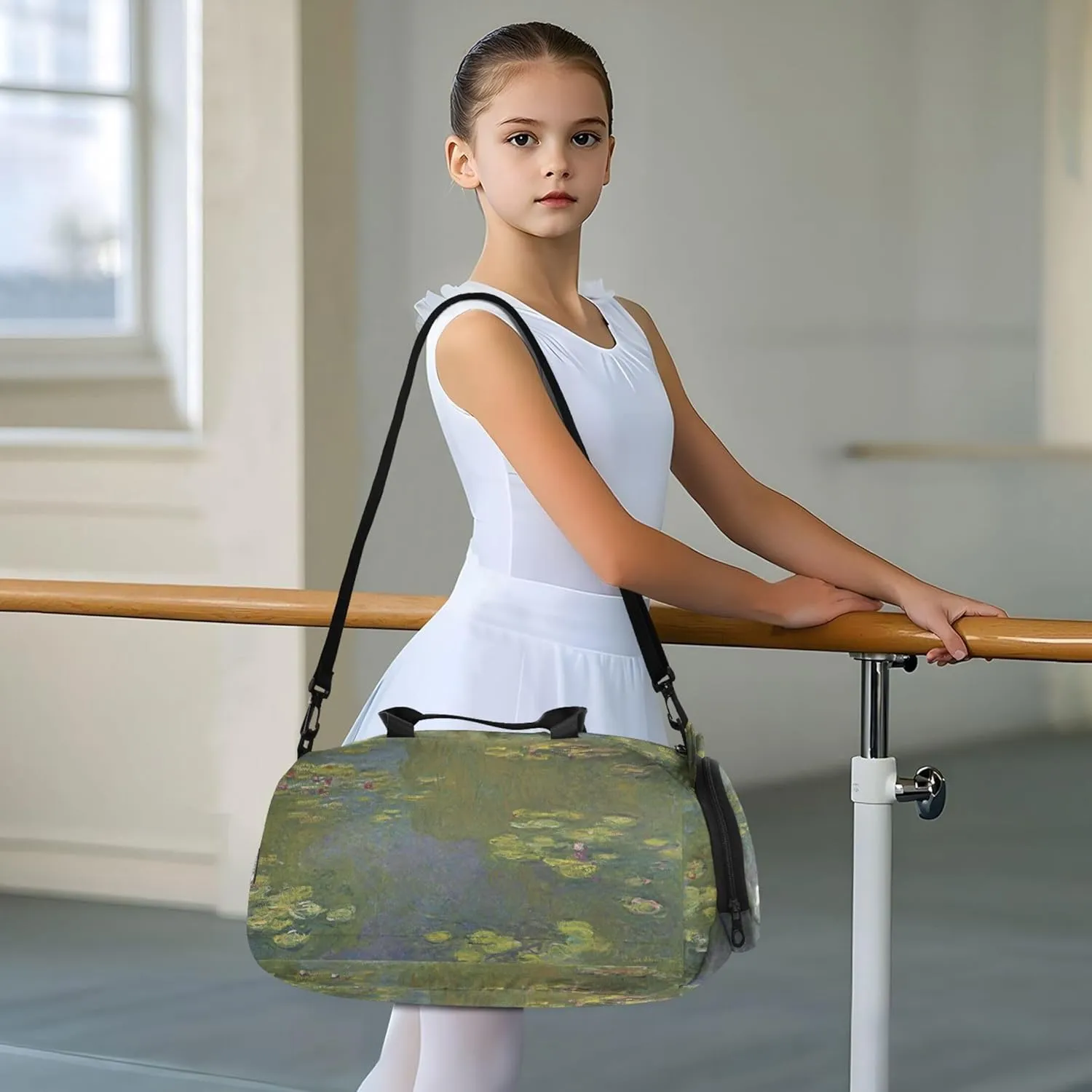 Carry on Duffel Bag Boys Toddler Weekender Bags Water Lilies Claude Monet Nymphéas Travel Duffle Bags Girls Tote Sports Dance Bag