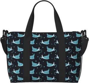 Carry On Duffle Bags Overnight Weekender Bags for Women, cute blue stingray polka dots Personal Item Travel Bag, Travel Essentials Sport Gym Bag for Men Women