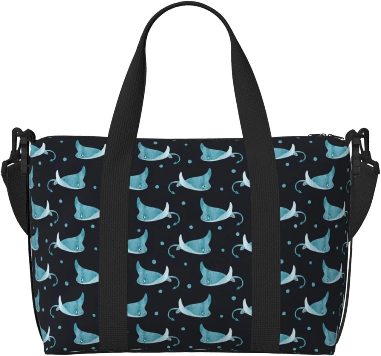 Carry On Duffle Bags Overnight Weekender Bags for Women, cute blue stingray polka dots Personal Item Travel Bag, Travel Essentials Sport Gym Bag for Men Women