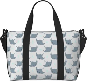 Carry On Duffle Bags Overnight Weekender Bags for Women, cute stingray bubbles grey Personal Item Travel Bag, Travel Essentials Sport Gym Bag for Men Women