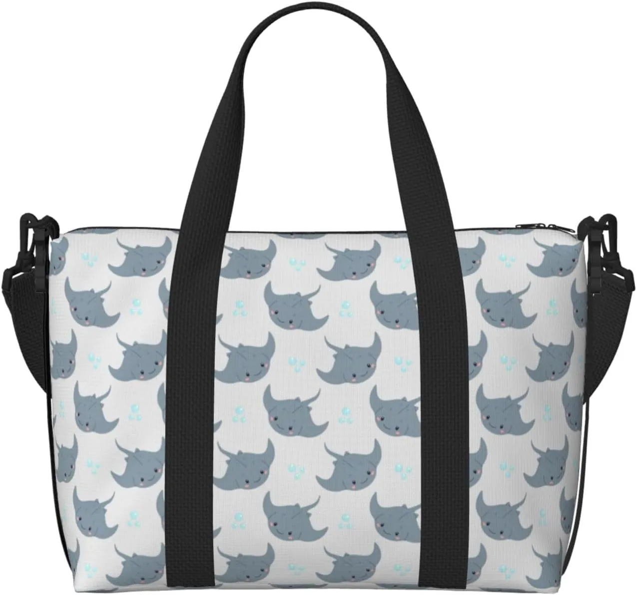 Carry On Duffle Bags Overnight Weekender Bags for Women, cute stingray bubbles grey Personal Item Travel Bag, Travel Essentials Sport Gym Bag for Men Women