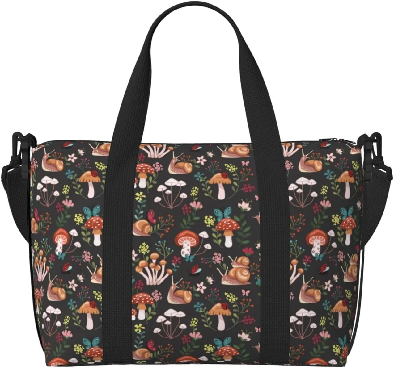 Carry On Duffle Bags Overnight Weekender Bags for Women, Mushroom snail Personal Item Travel Bag, Travel Essentials Sport Gym Bag for Men Women