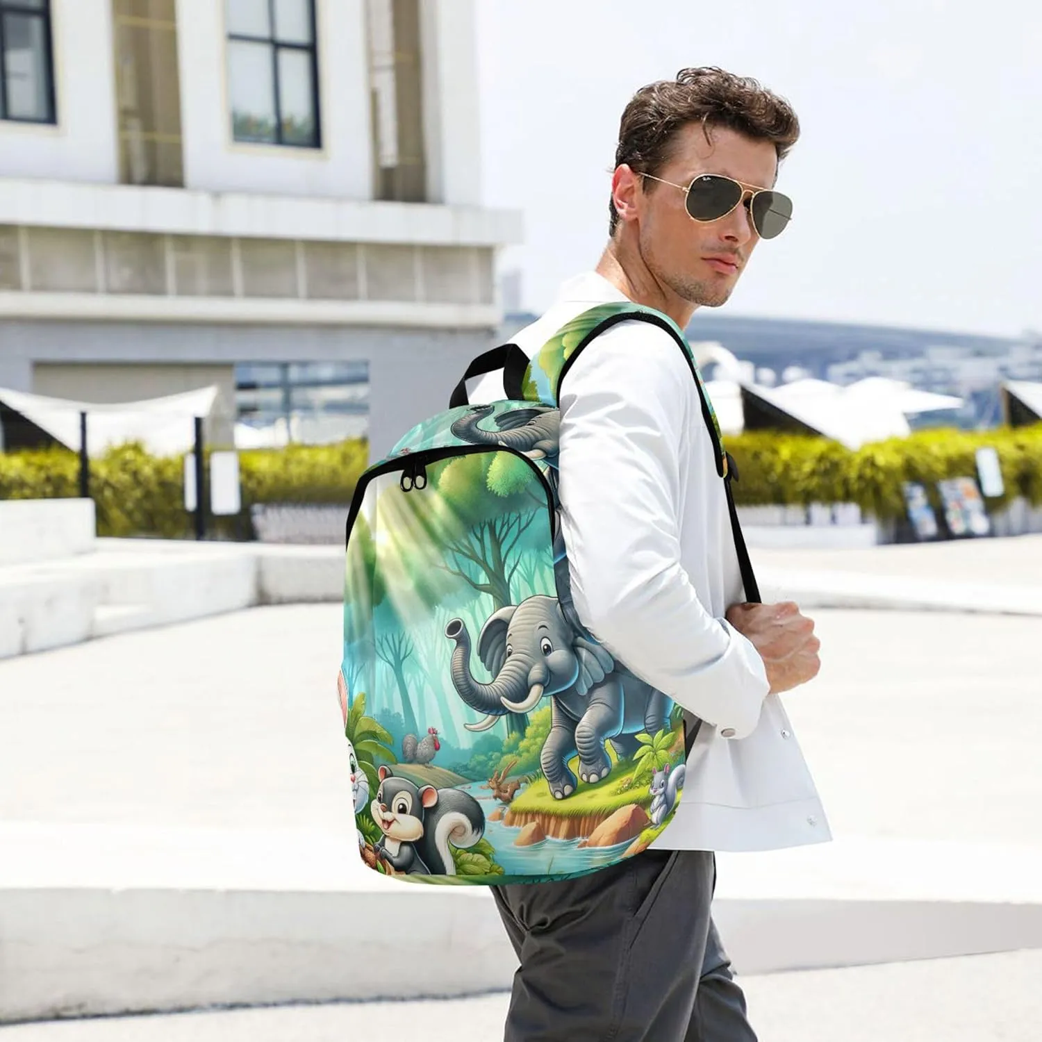 Cartoon Animals in Forest Cool Cute Backpacks for Woman Daypack School Backpack for Teens